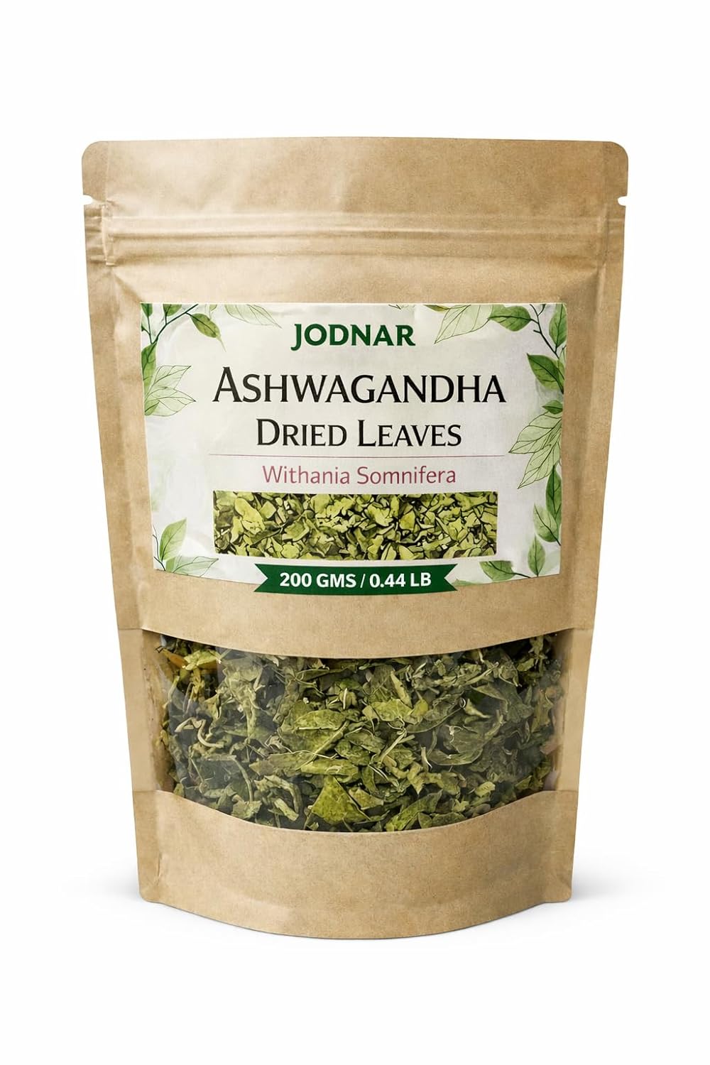 Jodnar Ashwagandha Dried Leaves, Withania Somnifera|Natural Stress Relief, Immunity & Energy Booster | Dried Ashwagandha Leaves|200g
