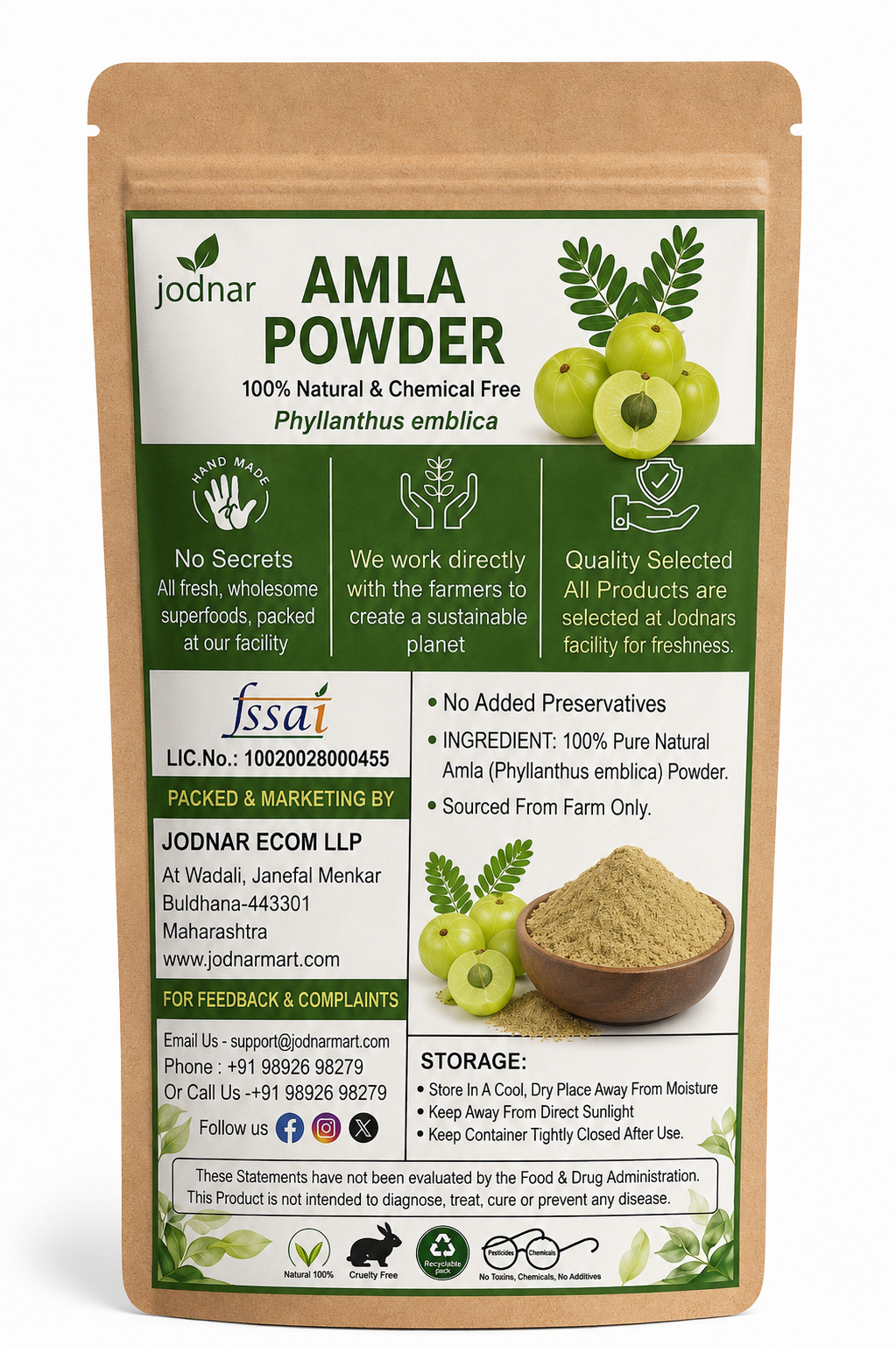 Jodnar Amla Powder, Phyllanthes Emolic, 100 gms
