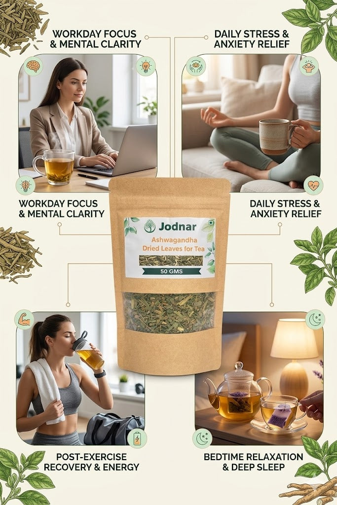 Jodnar Ashwagandha Dried Leaves for Tea, Herbal Tea, 50 Grams