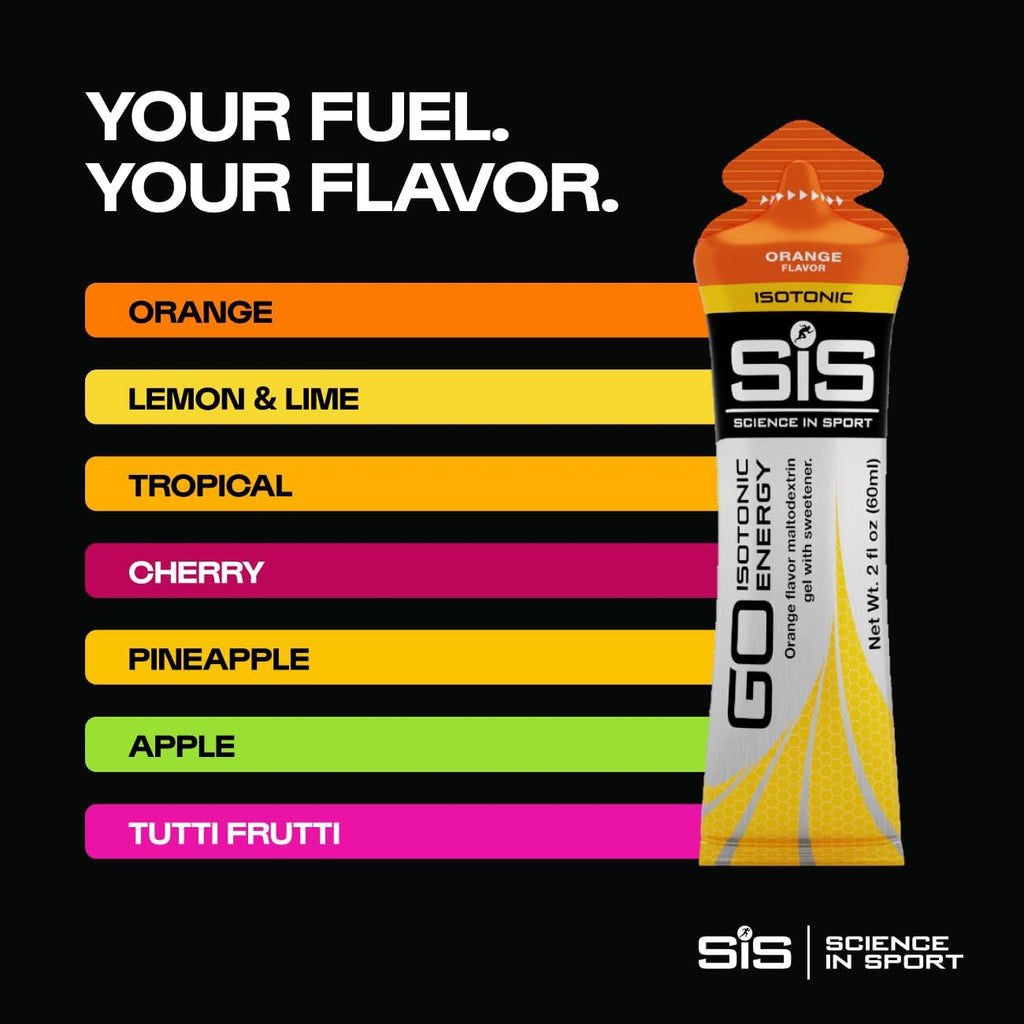 Science in Sport GO Isotonic Energy Gel - Fast-Acting Liquid Carbohydrate Gel for Instant Energy - Sports Nutrition - Gluten-Free & Vegan - Orange Flavor - 30 Count