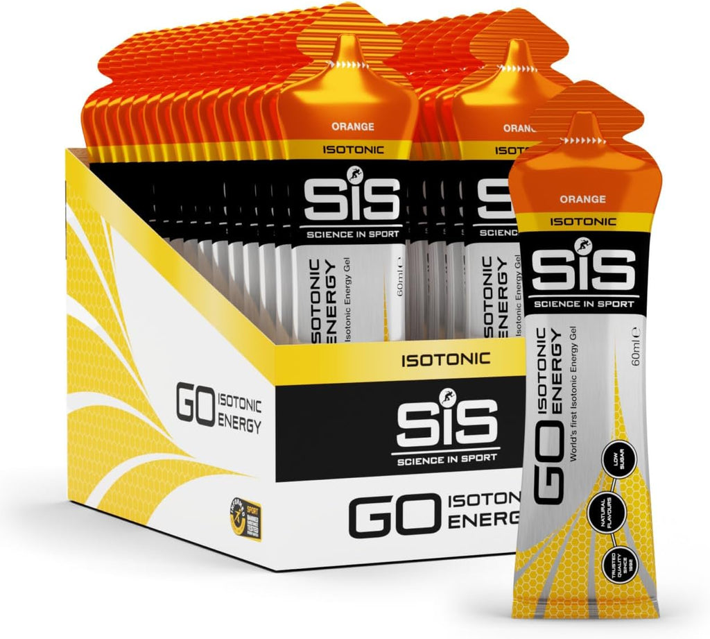 Science in Sport GO Isotonic Energy Gel - Fast-Acting Liquid Carbohydrate Gel for Instant Energy - Sports Nutrition - Gluten-Free & Vegan - Orange Flavor - 30 Count