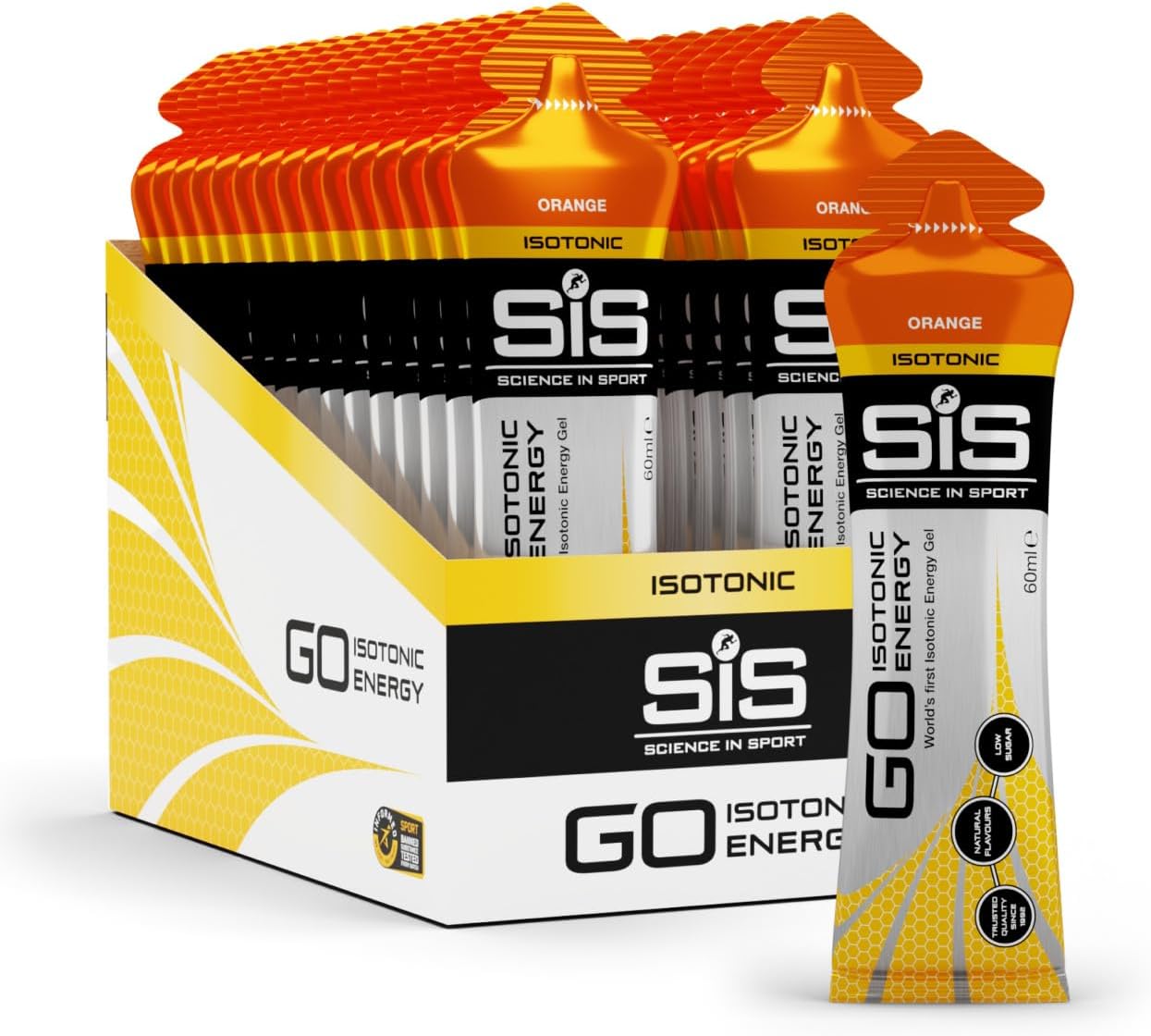 Science in Sport GO Isotonic Energy Gel - Fast-Acting Liquid Carbohydrate Gel for Instant Energy - Sports Nutrition - Gluten-Free & Vegan - Orange Flavor - 30 Count
