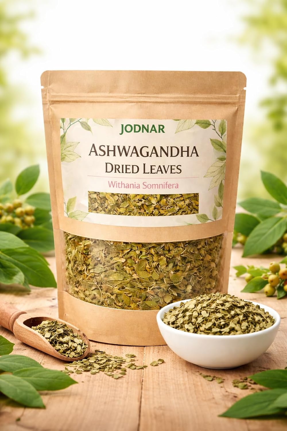 Jodnar Ashwagandha Dried Leaves, Withania Somnifera|Natural Stress Relief, Immunity & Energy Booster | Dried Ashwagandha Leaves|200g