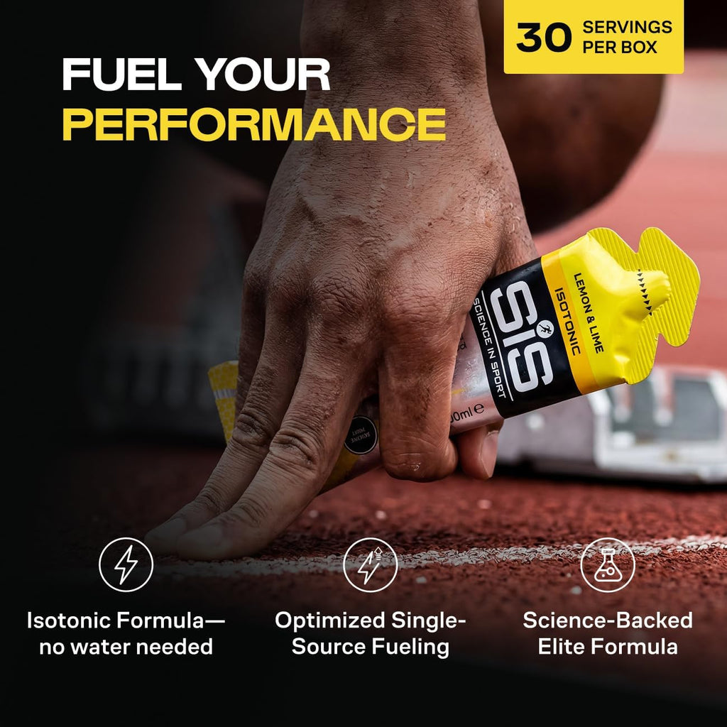 Science in Sport GO Isotonic Energy Gel - Fast-Acting Liquid Carbohydrate Gel for Instant Energy - Sports Nutrition - Gluten-Free & Vegan - Lemon & Lime Flavor - 30 Count