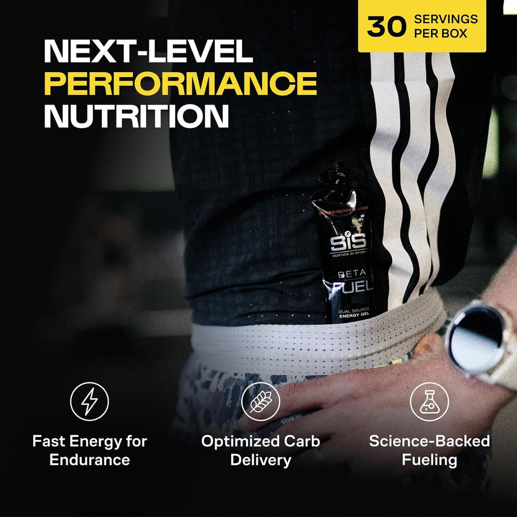 Science in Sport BETA Fuel Gel - Dual-Source Energy Gel - Isotonic Gel - Fast-Absorbing Carbohydrate Energy - Sports Nutrition - Easy on Stomach - Portable - Strawberry & Lime Flavor - 30-Pack