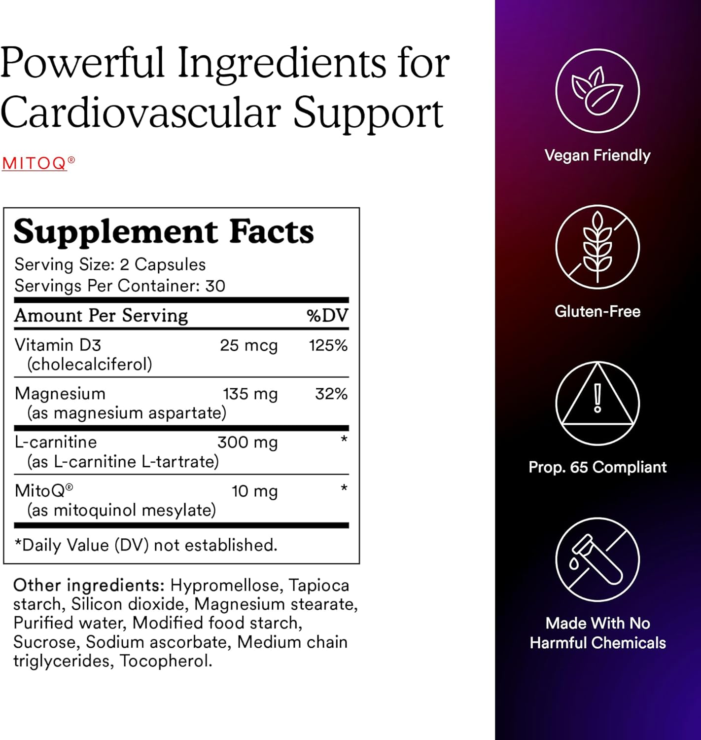 MitoQ +Heart Advanced CoQ10 Antioxidant - Heart Health Supplement with L-Carnitine, Magnesium, & Vitamin D3 - Supports Cardiovascular Health, Blood Flow, and Cellular Energy (60 Capsules)